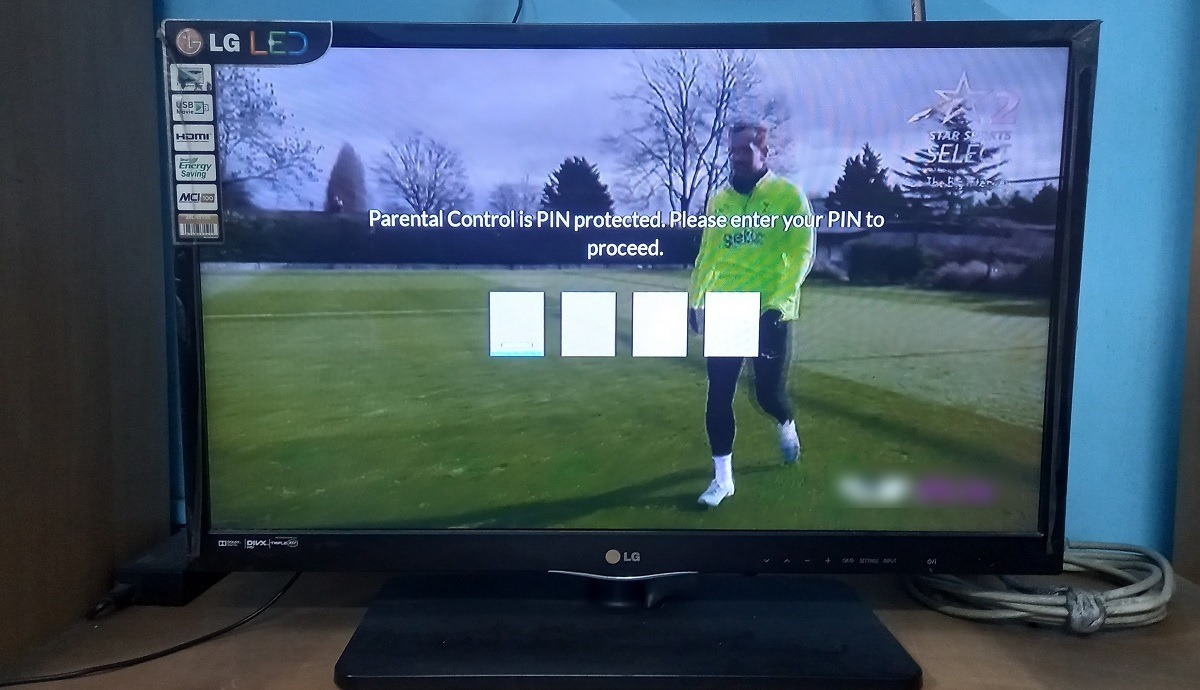 Parental controls PIN entered on a smart television model. 