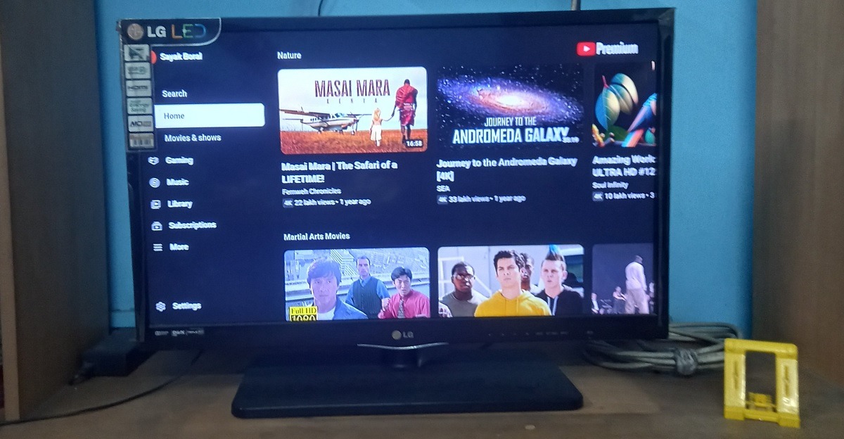 Installed YouTube app available on Android TV. 