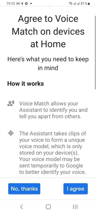 Voice match on Google Assistant.