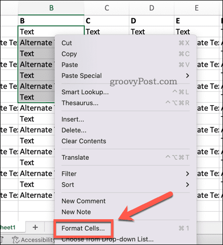 Formato abierto de celdas en Excel