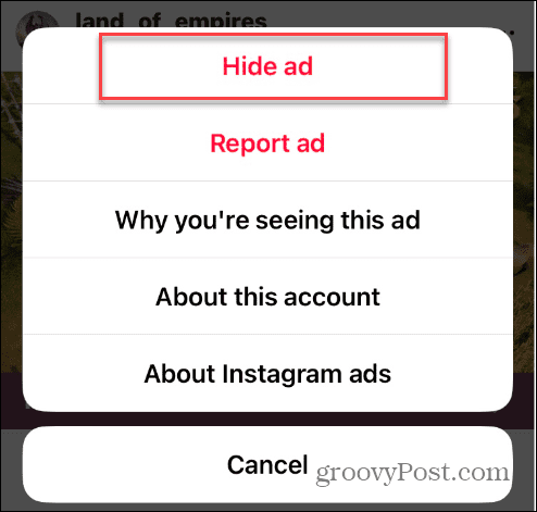 Desactivar anuncios dirigidos en Instagram